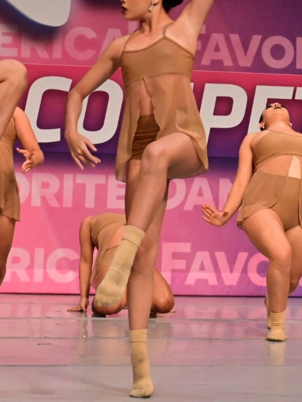 Opra beautiful lyrical two piece costume in tan skin color size CL